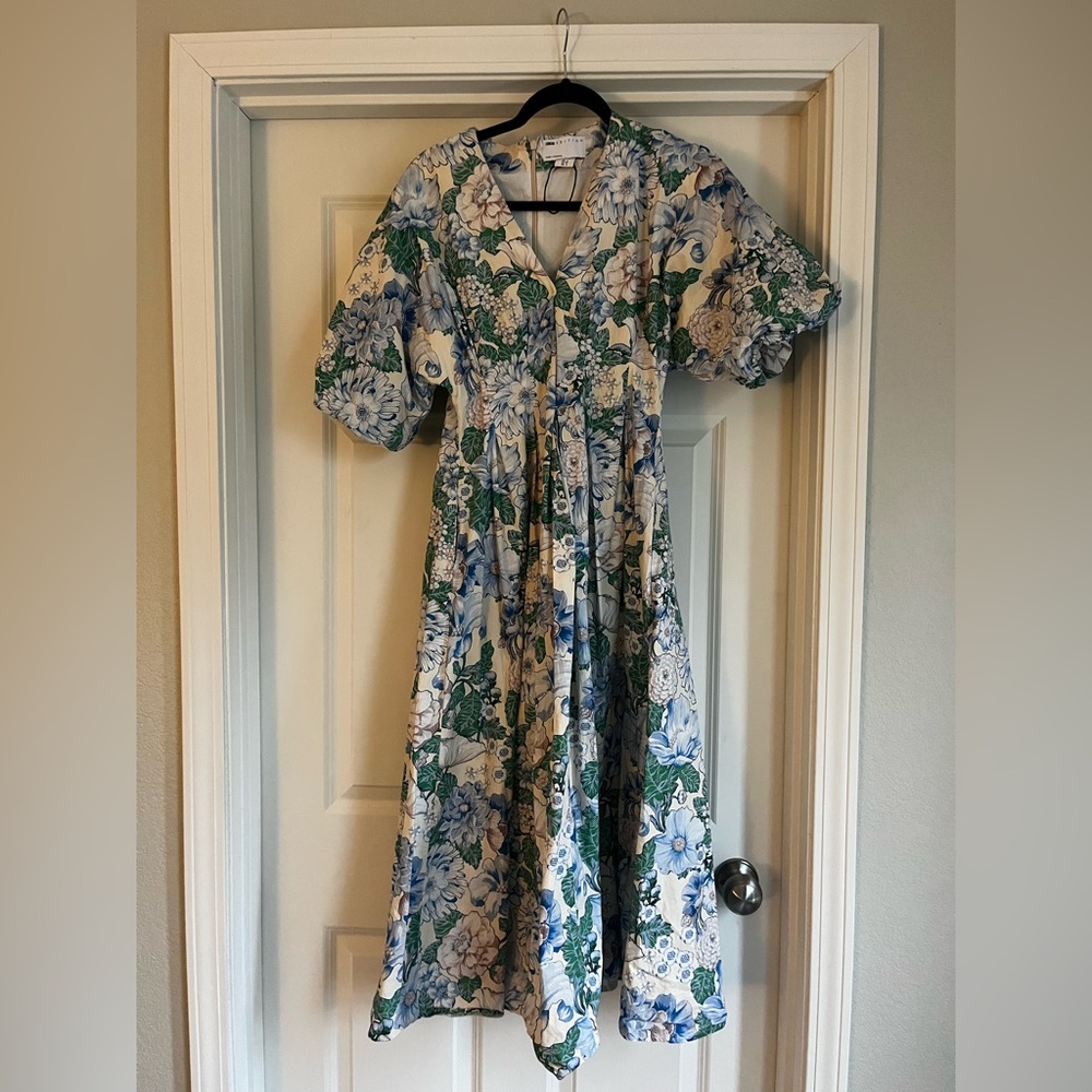 ASOS Floral Midi Dress in Blue and Green